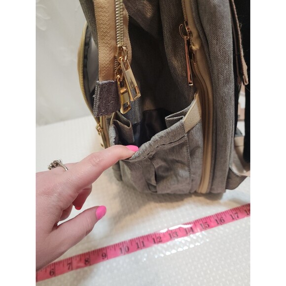Baby Gray Large Diaper Bag Backpack Insulated Playpen Changing Pad Travel 3 In 1 - Picture 9 of 16